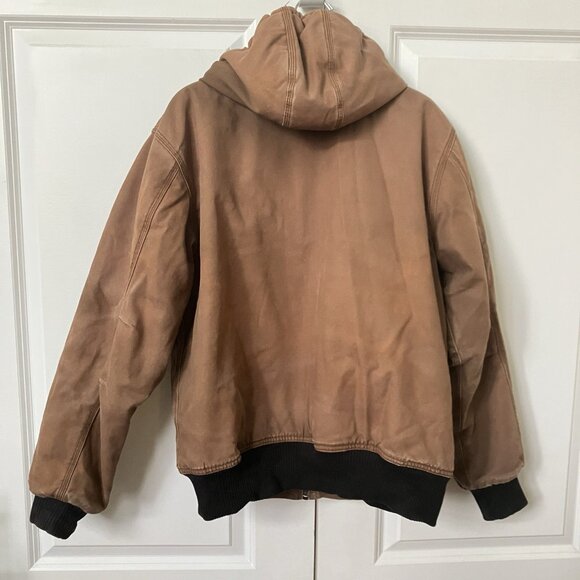 Y2K Dickies Canvas Hoodie Jacket Mens Tan Brown Distressed Utility 90s Workwear - Picture 4 of 12